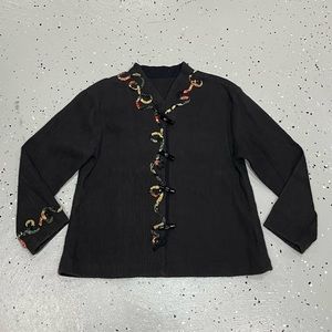 Vintage Handmade Long Sleeve Button Up Jacket Unisex Size Small Dark Grey